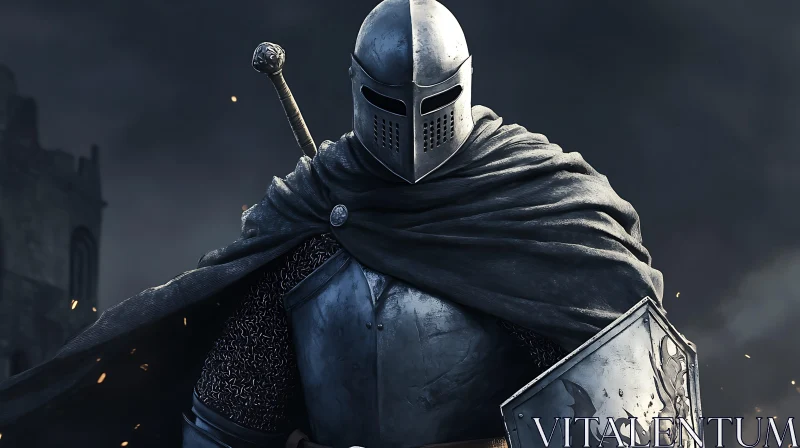 Armored Knight in Medieval Setting AI Image