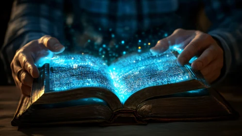 Mystical Book with Glowing Light