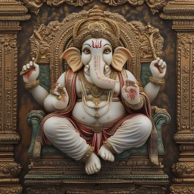 Majestic Ganesha on Throne: Spiritual Art