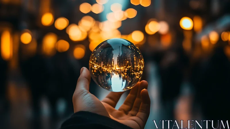 Urban Reflection in Crystal Ball AI Image