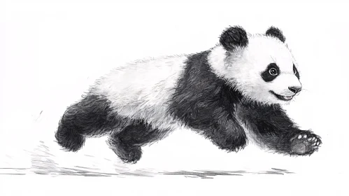 Energetic Panda Bear Drawing