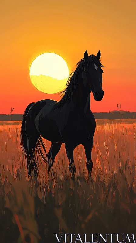 AI ART Horse Against Sunset