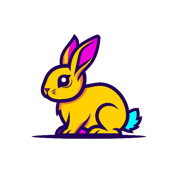 Vibrant Cartoon Rabbit Apparel POD Design