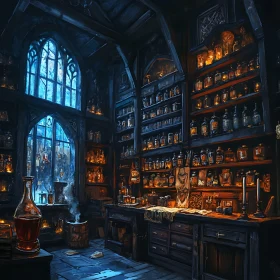 Vintage Alchemist Laboratory Still Life