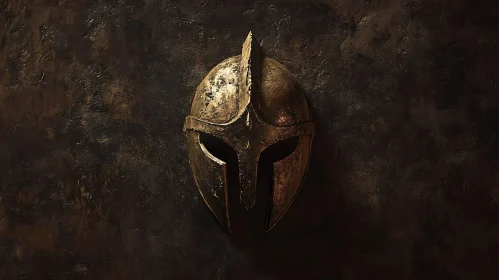 Bronze Warrior Helmet on Dark Background