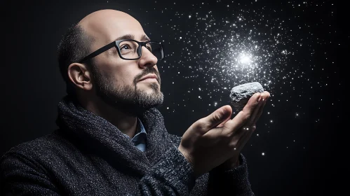 Portrait of Man with Glowing Stone