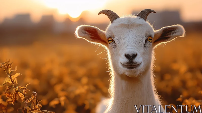 Goat in Golden Sunset AI Image