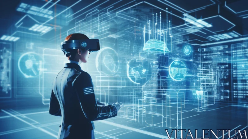 Immersive Virtual Reality Experience in a Futuristic Industrial Setting AI Image