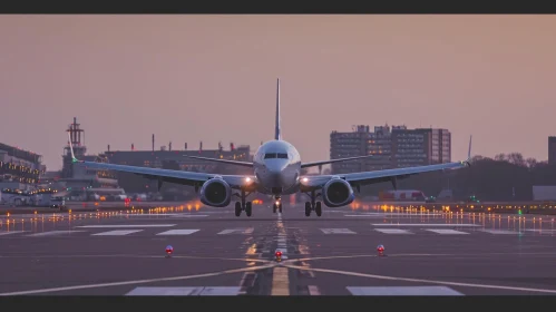 Stunning Sunset Scene: Airplane on Runway at Dusk | Nikon D850