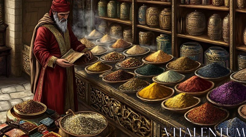 Colorful Spices and Old Book AI Image