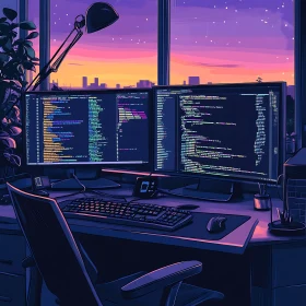 Coding Setup at Sunset