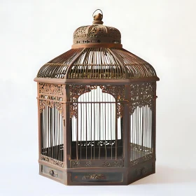 Antique Birdcage with Intricate Metalwork