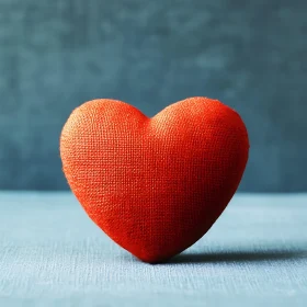 Heart of textile on the blue background