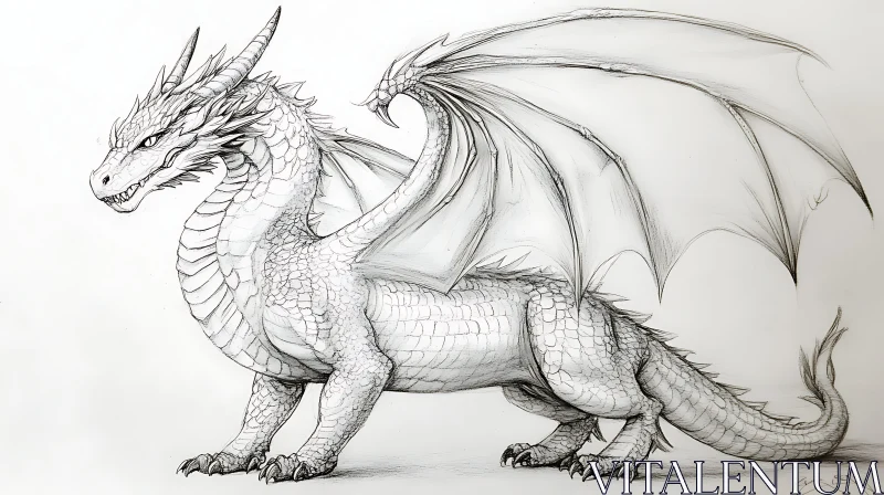 AI ART Monochrome Dragon Illustration