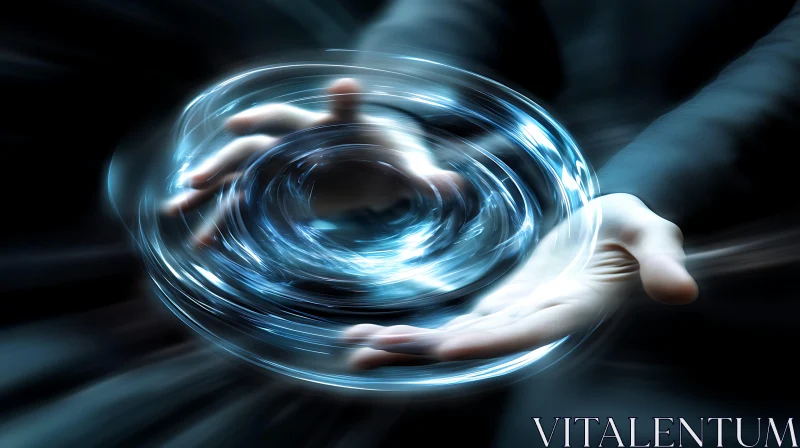 AI ART Ethereal Light Vortex Between Hands