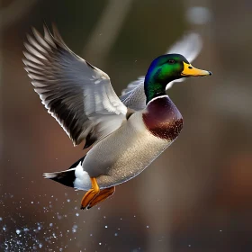 Mallard Duck in Flight