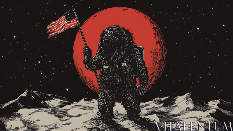 AI ART American Bigfoot Moon Landing