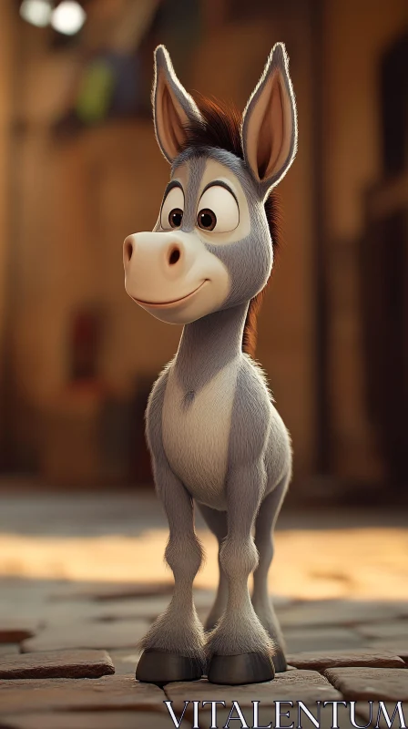 Playful Animated Donkey AI Image