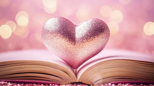 Pink Heart Resting on Open Book