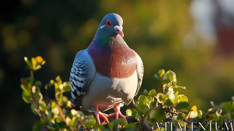 Tranquil Pigeon Portrait in Natural Light AI Image