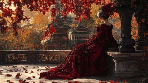 Elegant Woman in Autumnal Splendor