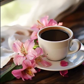 Floral Coffee Cup Morning Still Life