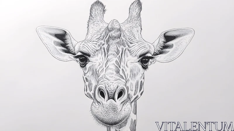 Detailed Giraffe Head Art AI Image