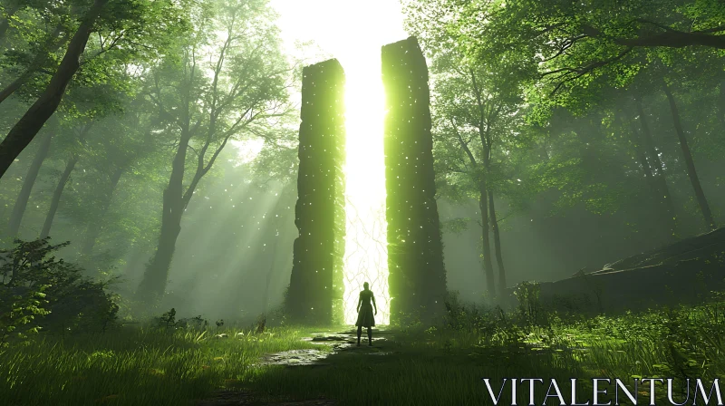 AI ART Luminous Gateway in Verdant Woods