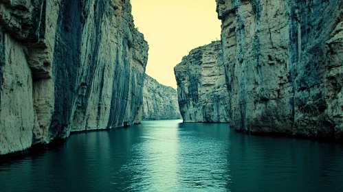 Peaceful River Flowing Through Majestic Cliffs