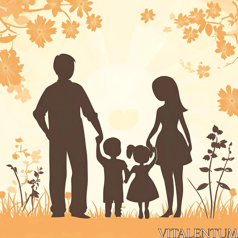 AI ART Family Silhouette Art Print