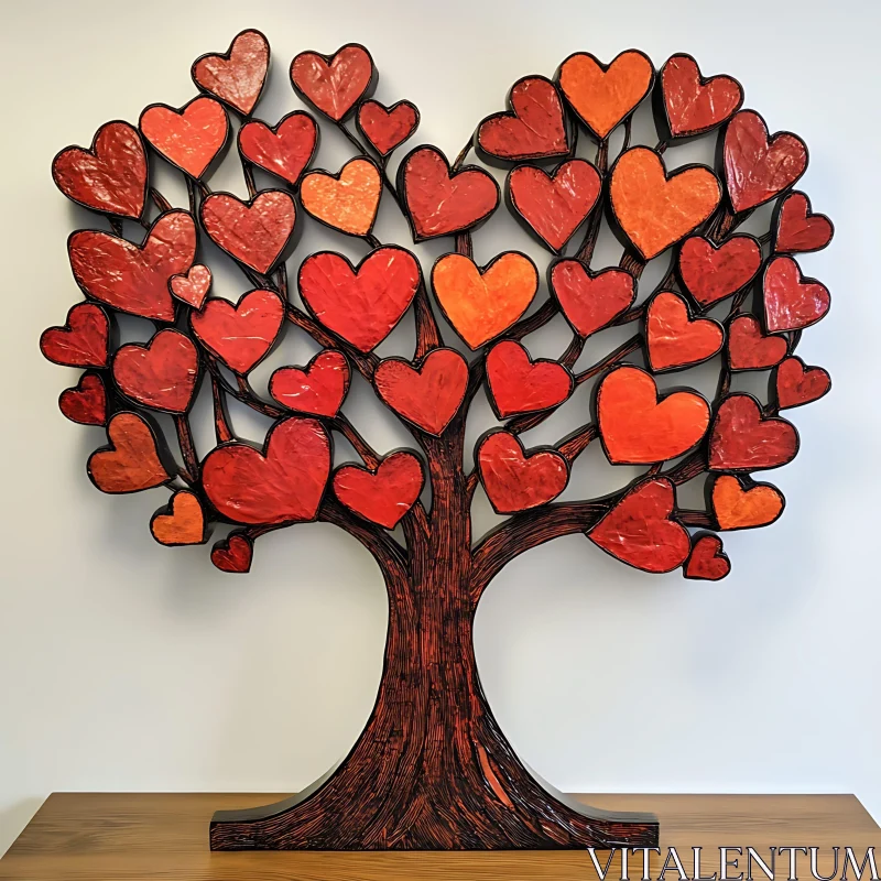 AI ART Wooden Heart Tree Art Piece