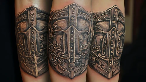 Detailed Gray Armor Tattoo Design