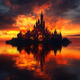 Sunset Castle Reflection