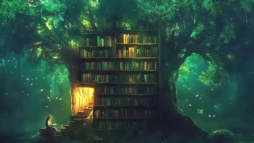Whimsical Tree Library in Emerald Woods