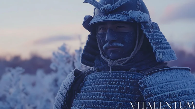 AI ART Frozen Armor: A Samurai's Vigil