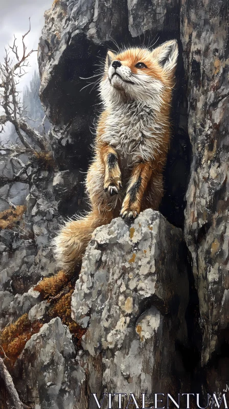 Fox in Rugged Nature AI Image