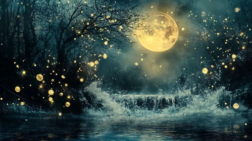 Mystical Moonlit Water Scene