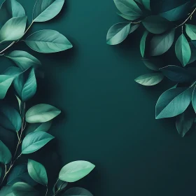 Botanical Greenery on Dark Teal Backdrop