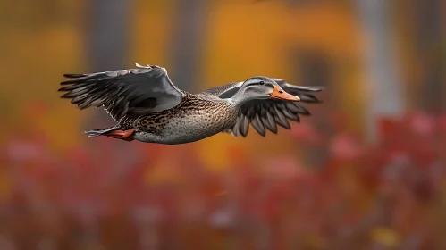Autumn Flight of a Duck