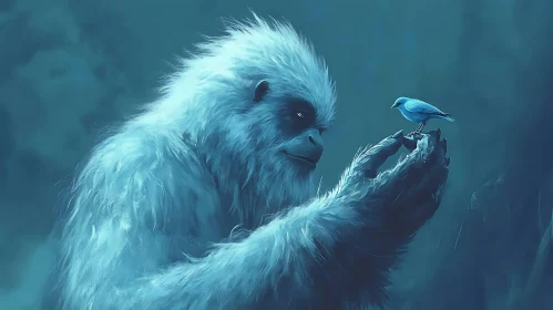 Abominable Snowman with Blue Bird