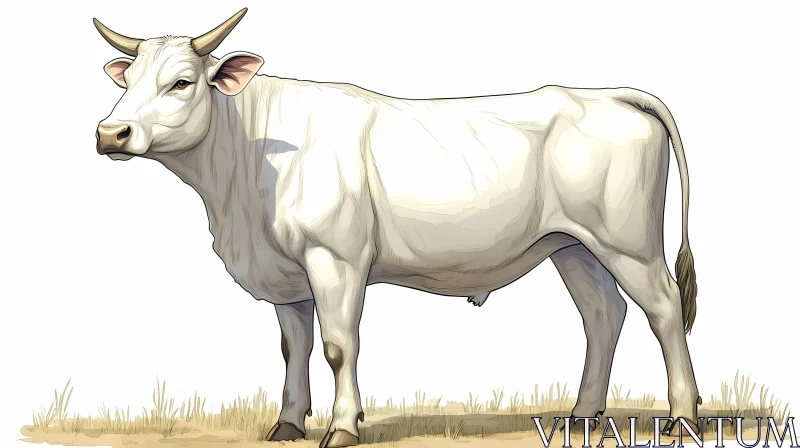 White Cow Illustration AI Image