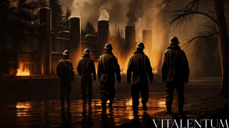 Captivating Firefighter Scene in Historical Perspective AI Image