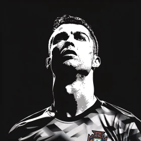 Monochrome Pop Art Illustration of Cristiano Ronaldo