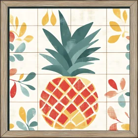 Geometric Pineapple Art with Floral Accents