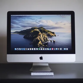 Sleek Apple Desktop with Scenic Background