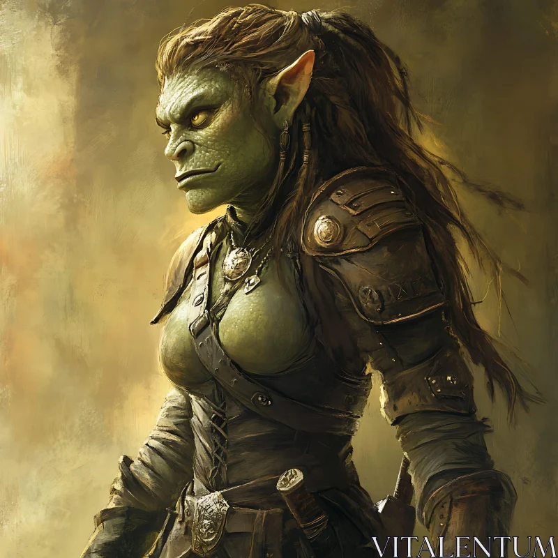 Female Orc Warrior Portrait AI Image