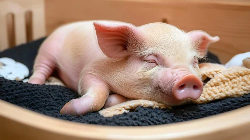 Cute Baby Pig Resting Peacefully