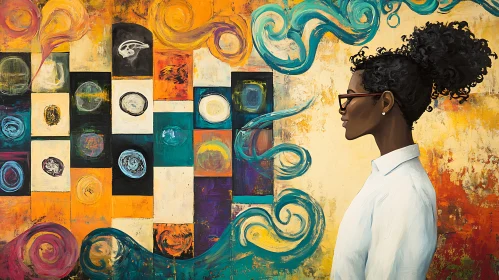 Contemplative Woman Abstract Art