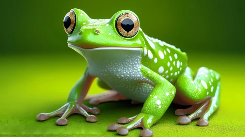 Lime Green Frog with White Spots