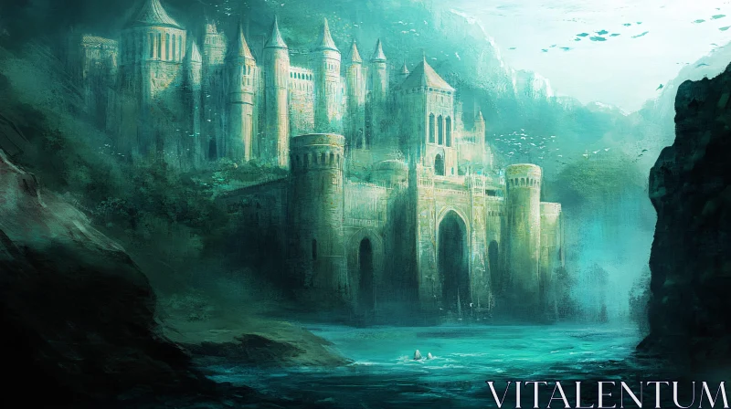 Coastal Fortress Digital Painting AI Image